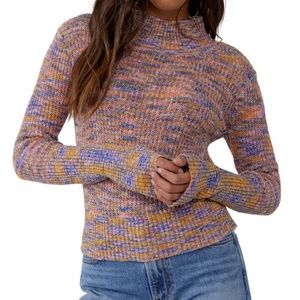 NWT Women's Free People Blair Space Dye Mock Neck Sweater Size Large
